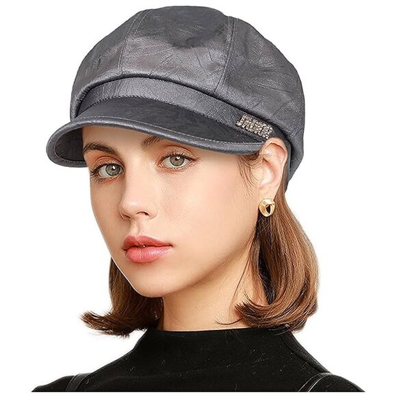 Women Retro Classic Visor Newsboy Cabbie Cap 8grey - Picture 1 of 6